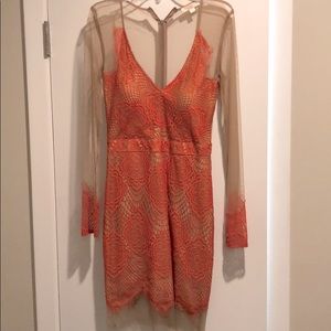 Sheer and lace mini dress